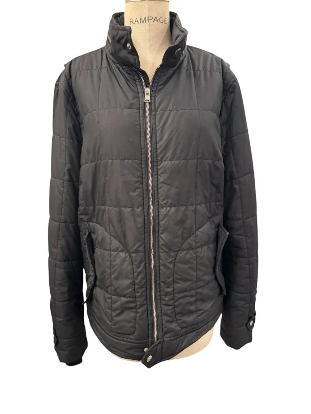 Banana Republic Black Puffer Jacket Men’s Large Tall Quilted Zip Coat